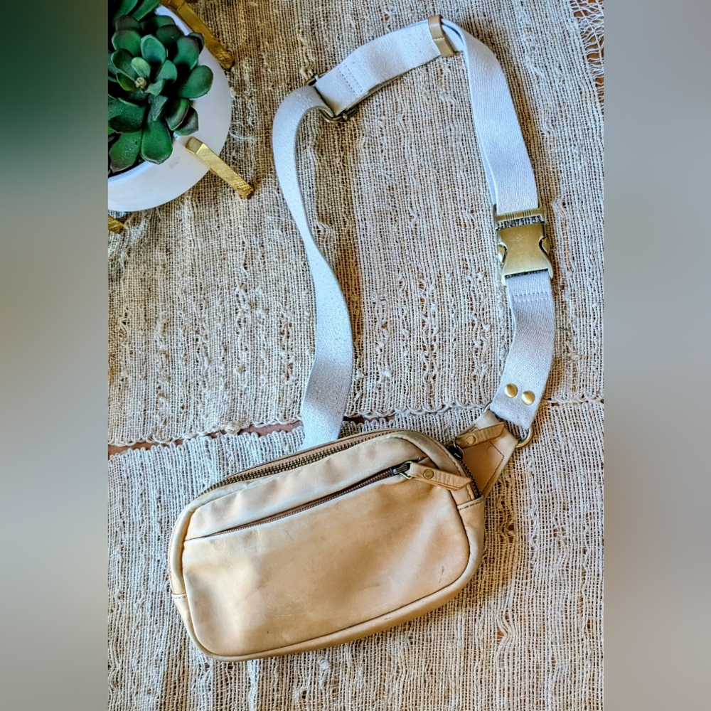 Neutral Tan Crossbody Belt Bag - Unbranded